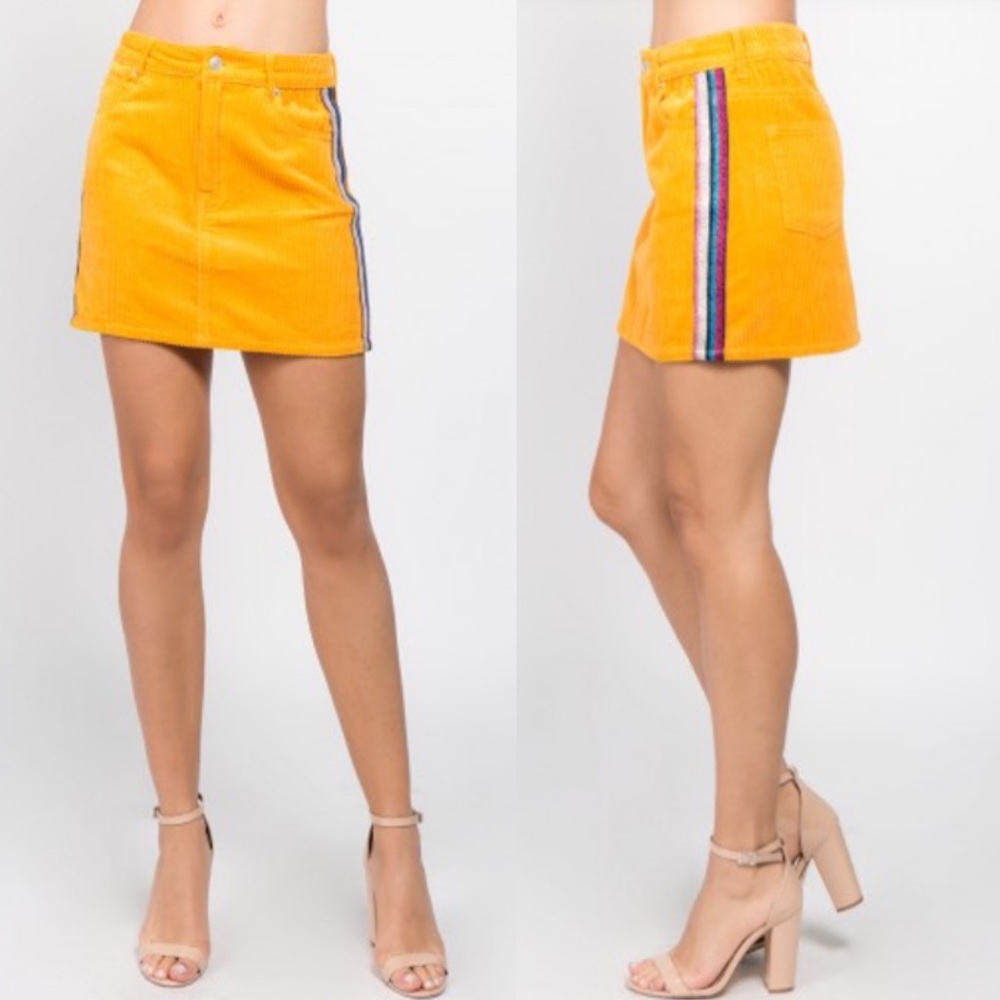 Mustard Corduroy Skirt - Size Small